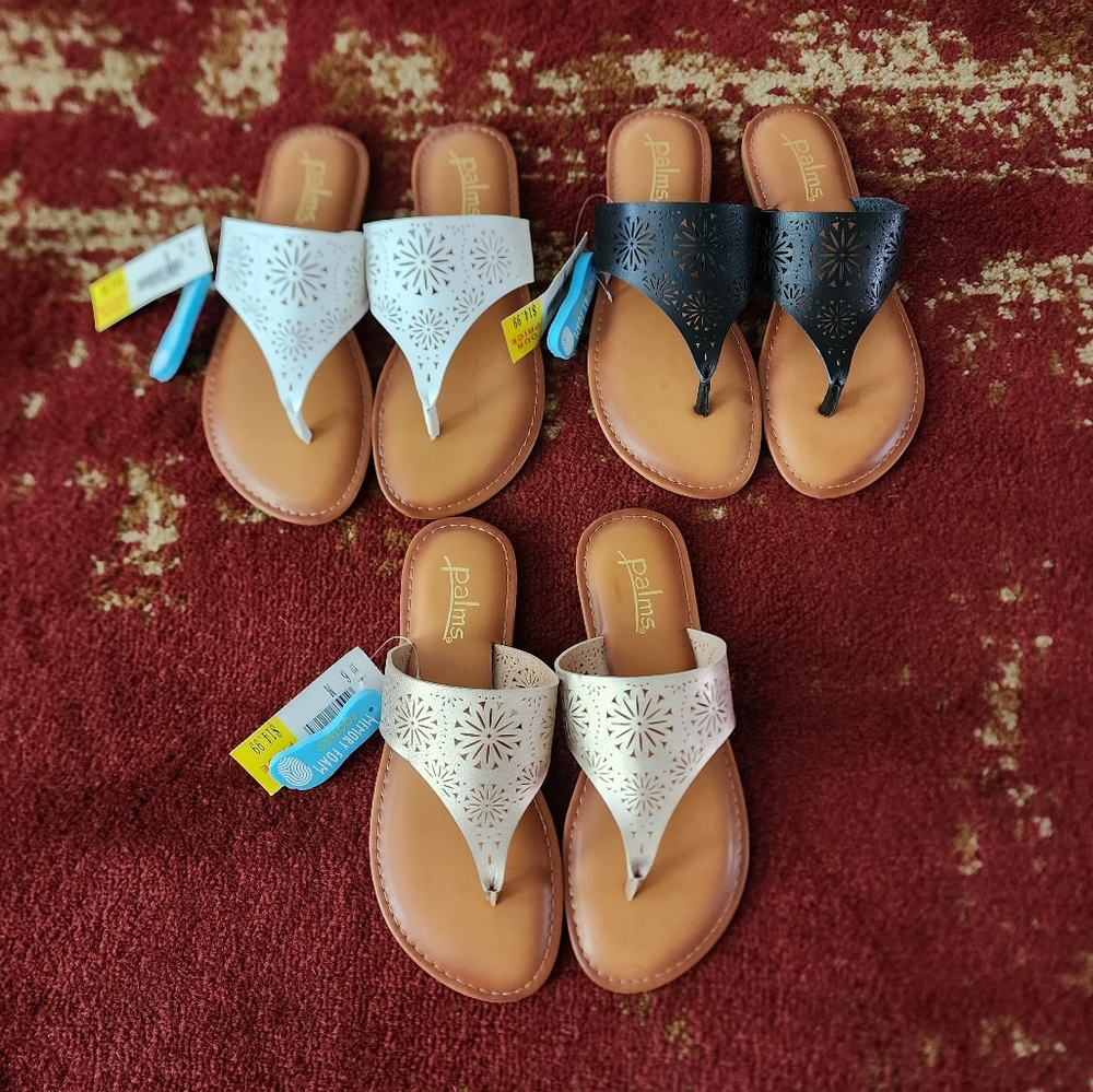 3 Pair New Palms Sandals